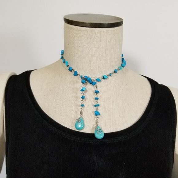 Turquoise Stone Chain Necklace - Picture 4 of 4